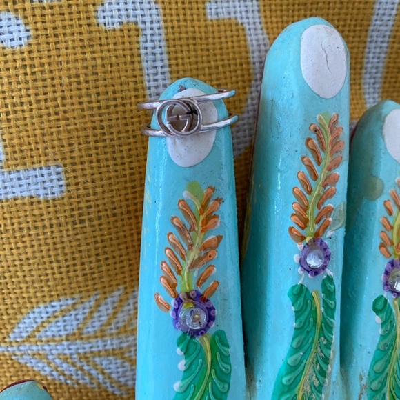 Gucci Interlocking GG Sterling Silver Ring Sz 6 EUC with lighted ring box $175 - Picture 7 of 9